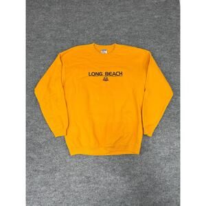 Vintage Long Beach California Sweatshirt Gold Gildan Heavy Cotton L‎ Pullover